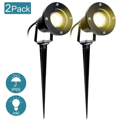 Image de Jopassy 2X Projecteur de jardin 4W LED Lampe de jardin avec piquet de terre Lumière gazon Blanc chaud Étanche IP65 pour extérieur Jardin Étang Paysage