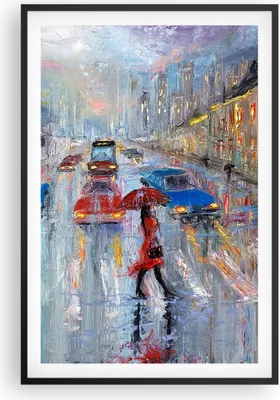 Produktbild von Gerahmtes Poster - Schwarzer Rahmen - Acryl Stadt Regen - 61x91,5 cm - Wand Bild - Wanddeko - Wandbilder - Kunstposter - Wandposter - Bilderrahmen - Bilder - Kunstdruck - Wandbild - P2BPA61x91-4251