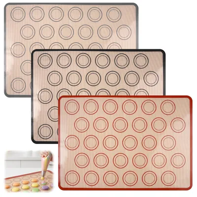 Productafbeelding van 3 Stuks Siliconen Bakmat voor Macaron, Koekjes en Brood, 42 x 29,5 cm