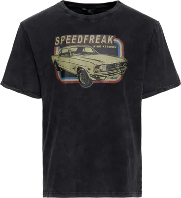 Produktbild von KING KEROSIN Print T-Shirt Acid-Washed Speedfreak Schwarz Xl