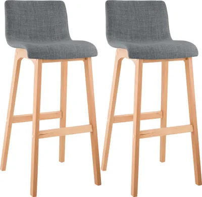 Produktbild von CLP 2er Set Barhocker Hover Stoff gepolstert mit Lehnen Vierfußgestelle Natura hellgrau