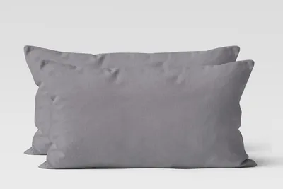 Produktbild von 2er Set Renforcé UNI Kissenhüllen 40x80 cm Kopfkissen Garnitur 100% Baumwolle Mit Reißverschluss grau