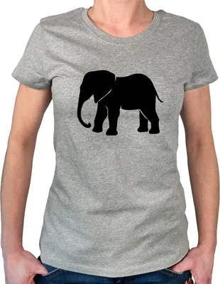 Produktbild von Huuraa Damen T-Shirt Elefant Silhouette XS Sport Grey Bio Baumwolle Fairtrade Damenshirt Geschenkidee