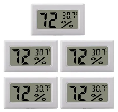 Produktbild von INF Mini-Digital-Hygrometer / Thermometer 5er-Pack Weiß