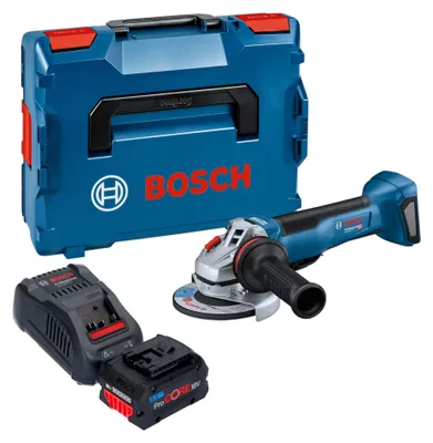 Image de Meuleuse d'angle sans fil Bosch GWS 18V-10 P Professional 18 V 125 mm sans balais + 1 batterie ProCORE 5,5 Ah + chargeur + L-Boxx