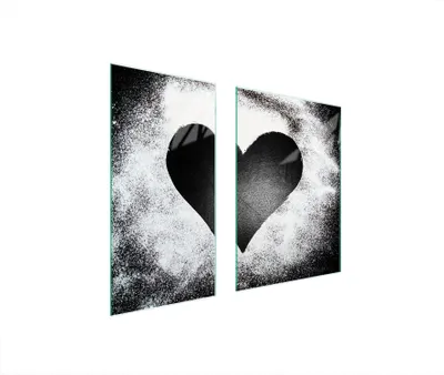 Produktbild von Herdabdeckplatten 2 teilig 75x52 Glaskeramikkochfeld Abdeckung Glas Schneidebrett Herz Liebe