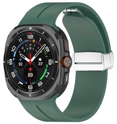 Obrázek produktu pro Pro Samsung Galaxy Watch Ultra 47mm Groove Silicone Strap Magnetic Buckle Green