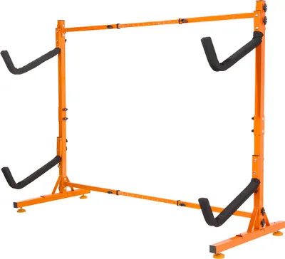 Obrázek produktu pro SucceBuy Volně stojící stojan na kajaky - robustní ocelový stojan na 2 kajaky, kánoe nebo paddleboardy. Polstrovaná ramena, nastavitelná šířka, maximální nosnost 175 lb. Vhodný pro
