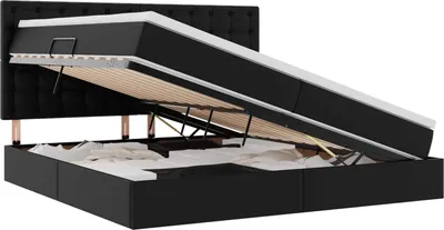 Obrázek produktu pro Postel s úložným prostorem a LED osvětlením Černá 200 x 200 cm
