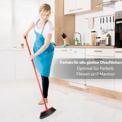 Produktbild von Thats Shopping GmbH Kehrbesen, 120 cm Kunststoffstiel, rot, mit extra feinen, effizienten und schnelltrocknenden Borsten für Haushalt, Boote, Bäder und alle Oberflächen (Holz, Fliesen, Teppich).