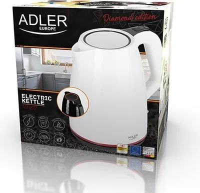 Zdjęcie produktu dla Adler AD 1277 B, 1,7 l, 2200 W, Czarny, Plastik, Wskaźnik poziomu wody, Bezprzewodowy