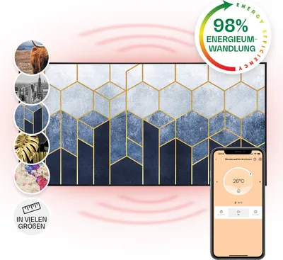 Image de Klarstein Air Art Smart Chauffage Infrarouge, 700W Radiateur Electrique pour Maison, Contrôle via l'Application IoT/WiFi, Détection de Fenêtre Ouverte, Chauffage Mural, Thermostat, Econome, Sans CO2