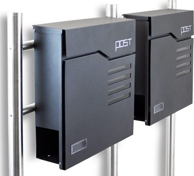 BITUXX Design Doppelstandbriefkasten mit Sichtfenster und Post Einwurf Graphit MS-16785