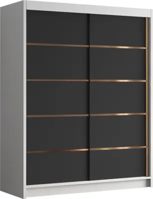 Produktbild von MIRJAN24 Schiebetürenschrank Flavio IV, Kleiderschrank mit Kleiderstange, mit zwei Schwebetüren, Garderobe (Farbe: Weiß / Schwarz)