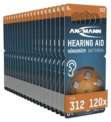 Produktbild von ANSMANN Hörgerätebatterien Typ 312 P312 ZL3 PR41, 120 Stück