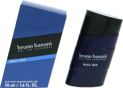 Zdjęcie produktu dla Bruno Banani Magic Man, Mężczyźni, 50 ml, Butelka jednorazowa, Kardamon, Gałka muszkatołowa, Pieprz, Nutmeg, Guatemala Cardamom, Incense, Black Peppe, Cyklamen, Piment, Drewniany