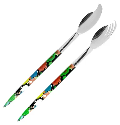 Salatbesteck-Set, 33,5 cm, Edelstahl/Kunststoff, Schwarz
