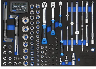 Produktbild von SW-Stahl Z3011-14 Werkstattwagensortiment, Steckschlüssel 1/4“, 3/8“, 1/2“, mit Ratschen, 144-teilig