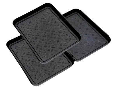 Produktbild von 3 Stück Abtropfschalen für Schuhe aus Kunststoff mit hohem Rand