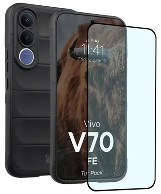 Produktbild von Robuste Handyhülle + gehärtetem Glas für Vivo V70 FE 5G, Bizon Tur Pack, Schwarz