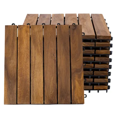 Produktbild von 9er Set Holzfliesen, Akazie natur, LxB 30x30 cm