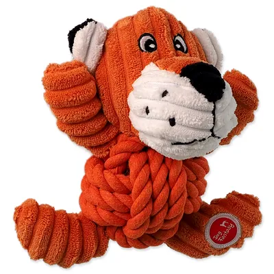 Obrázek produktu pro Hračka DOG FANTASY Safari tygr s uzlem pískací 18 cm