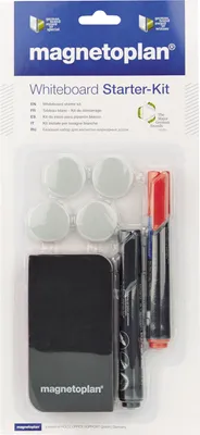 Zdjęcie produktu dla Magnetoplan 37102, Zestaw akcesoriów, Czarny, Czerwony, 0,7 kg, Blister, Gąbka do tablicy, Magnes na tablicę, Marker do tablicy