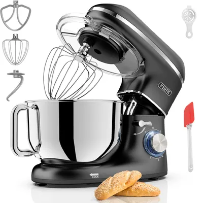 Produktbild von Fentic Küchenmaschine 2000W – Knetmaschine, Rührmaschine, Schneebesen, Knethaken, Rührhaken, 6,2L Edelstahlschüssel, 6 Geschwindigkeiten, Pulsfunktion