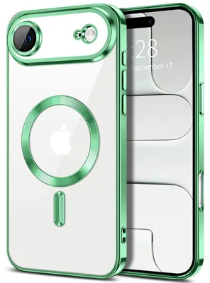 Image de Coque souple transparente pour iPhone Air, protection de l'appareil photo, compatible avec MagSafe, coque de téléphone en TPU électroplaqué, vert clair
