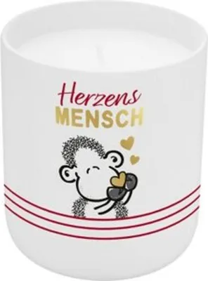 Produktbild von Kerze in Porzellanbecher "Herzensmensch", mit Golddruck