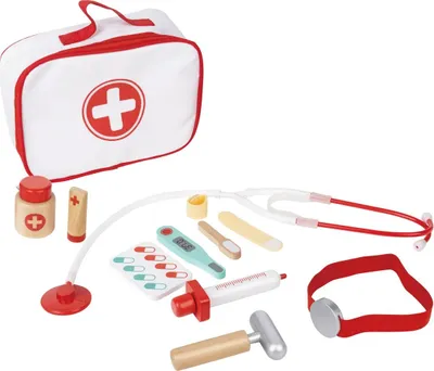 Produktbild von Hape Spielset Kleiner Arzt mit umfangreicher Arzttasche, Stethoskop und Thermometer