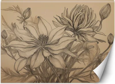 Produktbild von Vlies fototapete Blumen Pflanzen Beige 300x210 cm Feeby Beige inkl. Kleber einfache Montage