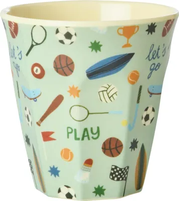 Produktbild von Rice Melamin Becher - Soft Green Sports Print 250ml