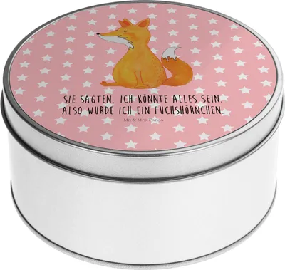 Produktbild von Mr. & Mrs. Panda Dose Einhorn Fuchs - Rot Pastell - Geschenk, Keksdose, Einhörner, Fuchshörnchen, Unicorns, Vorratsbehälter, Vorratsdosen, Teedose, Füchse, keksdosen