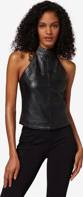 Produktbild von Ricano Ledertop Lina - Rückenfreies Ledertop aus weichem Lammnappa Leder – Schwarz / 2XL