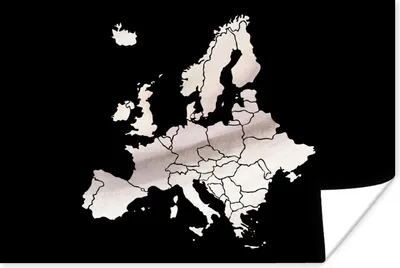 Produktbild von MuchoWow® Poster Karte - Europa - Weiß 60x40 cm - Schlafzimmerdekoration