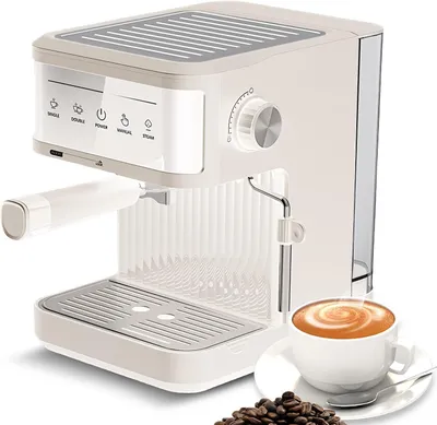 Produktbild von ZELURXX Espressomaschine 20 Bar, Halbautomatisch, Touchscreen, Milchaufschäumer, 1,8L Tank, für Espresso & Cappuccino, Weiß