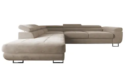 Produktbild von 4ALLHOME Ecksofa Luna mit Schlaffunktion, Couch, Sofa mit Bettkasten, Eckcouch, L-Form Seite: Links, Monolith 04 Beige