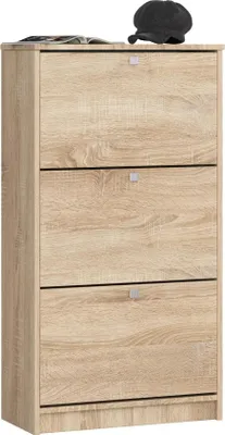 Immagine prodotto di Armadio per scarpe 60 cm con 3 porte girevoli in Rovere Sonoma per 18 paia di scarpe