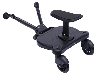 Produktbild von Kinderwagen Zubehör - 2-in-1 Mitfahrbrett mit Sitz - Universales Buggy Board - Für Kinder 3–6 Jahre - Belastbar bis 25 kg - Schwarz