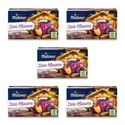 Produktbild von Meßmer Zimt Pflaume | 5x 20 Teebeutel Vorteilspaket | Früchtetee mit Zimt und Pflaume-Zimt-Aroma