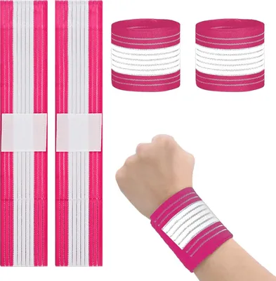 Produktbild von 4 Stück Handgelenkband Elastische Handgelenkbandage Atmungsaktive Handschlaufe Verstellbare Handschiene Kompression Handgelenkstütze für Karpaltunnel Tennis Sport Workout Übung Männer Frauen (Rosa)…
