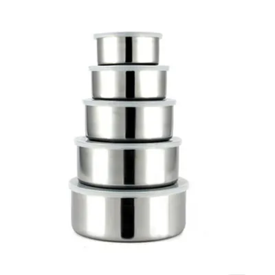 Produktbild von 5pcs/Set Edelstahl luftdichtes Lebensmittelvorratsbehälter -Kistenhülle aus Edelstahl