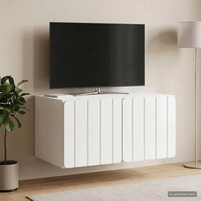 Image de Maison Exclusive - Meuble TV mural 59,5 x 41 x 30 cm, blanc brillant