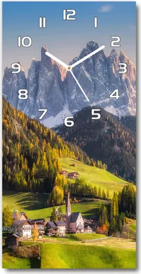 Immagine prodotto di Orologio da parete in vetro – 30x60 cm - Quadro in vetro - Orologio in vetro - Vetro temperato - Una città tra le montagne