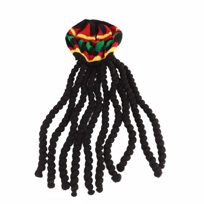 Zdjęcie produktu dla Czapka z dredami Oddychająca dzianinowa czapka beret z długimi czarnymi dredami na letnią zimę Halloween Party