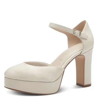 Produktbild von Tamaris Damen Pumps Blockabsatz Plateau Fesselriemen 1-24417-41, Größe:40 EU, Farbe:Beige