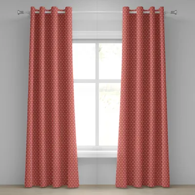 Produktbild von ABAKUHAUS Koralle Ösenvorhang, Saisonblumenmuster mit dem Blumenblatt verlässt den Frühlingsblüten wie weiblicher romantischer Entwurf, Dekorative 2-Panel-Fenstervorhänge, 280 cm x 245 cm, Korallenrot