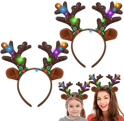 Produktbild von LED-Hoofdbanden für Weihnachtsoutfits, Set von 2, mit LED-Licht