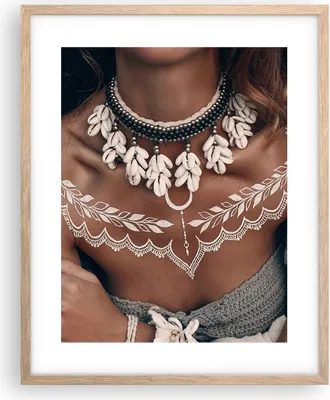 Produktbild von Gerahmtes Poster - Rahmen in heller Eiche - Frau ethnisch Stamm - 40x50 cm - Wand Bild - Wanddeko - Wandbilder - Kunstposter - Wandposter - Bilderrahmen - Bilder - Kunstdruck - P2NPA40x50-5130